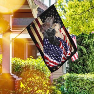 Labrador Retrievers Four Dogs American Patriot US For Indoor Outdoor Decorative Garden House Flag