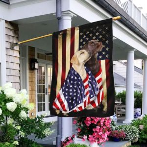 Chocolate And Yellow Labrador Retrievers American Patriot Garden House Flag