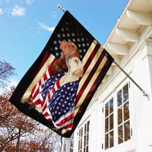 Yellow And Red Fox Labrador Retriever American Patriot Garden House Flag