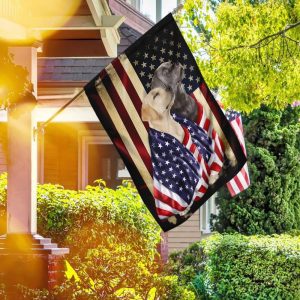 Silver And Yellow Labrador Retrievers American Patriot Garden House Flag