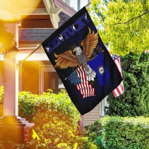 Kentucky State American and Eagle American For Outdoor Decorative Garden House Flag